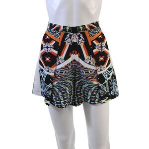 Clover Canyon Womens Abstract Print Pleated Shorts Multi Colored Size Small